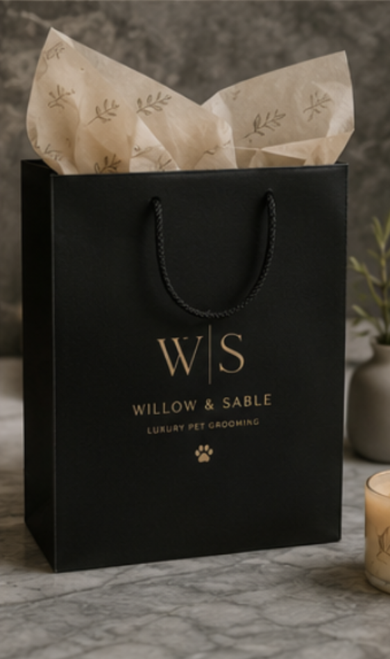 A Willow and Sable branded gift bag
